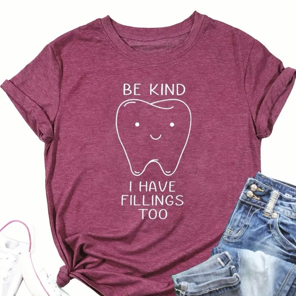 Cute Funny Dental Hygiene Assistant Tooth T Shirt Women’s Plus Size 2XL